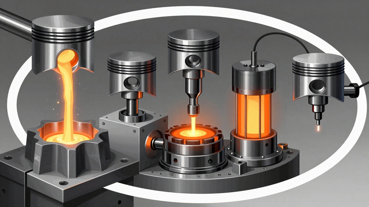 Процесс изготовления поршня: литье, обработка ЧПУ, термообработка и контроль качества.