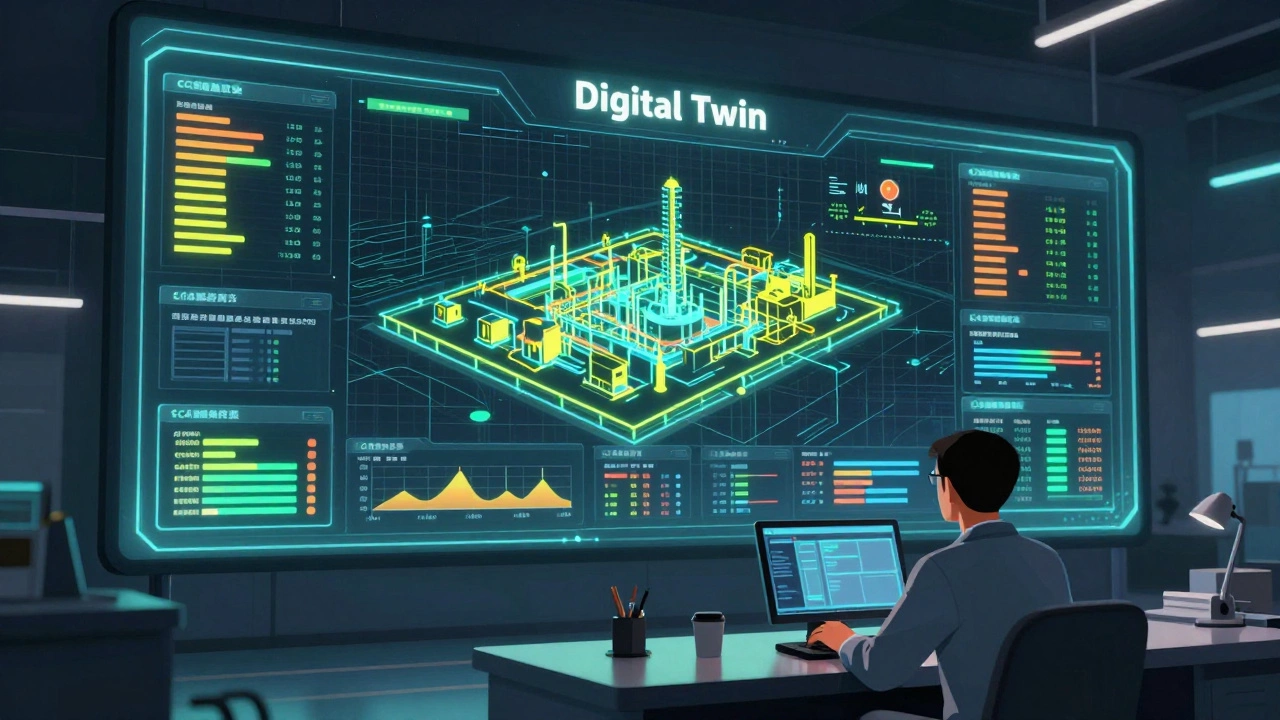 Оператор управляет производством через цифровую SCADA-систему с данными в реальном времени