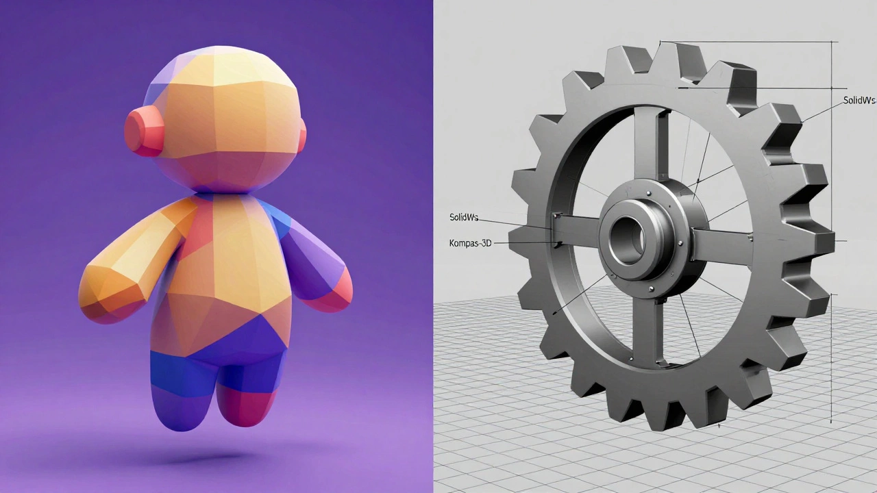Сравнение полигональной сетки для игр и точного инженерного CAD-моделирования